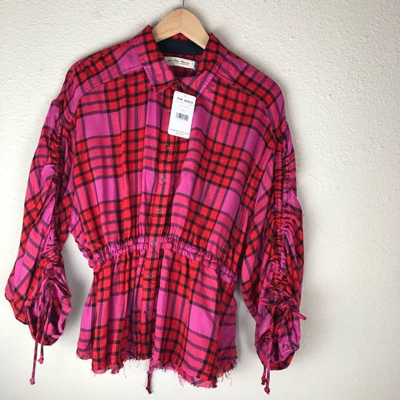 free People Pacific Dawn Drawstring Plaid Shirt - Picture 3 of 10